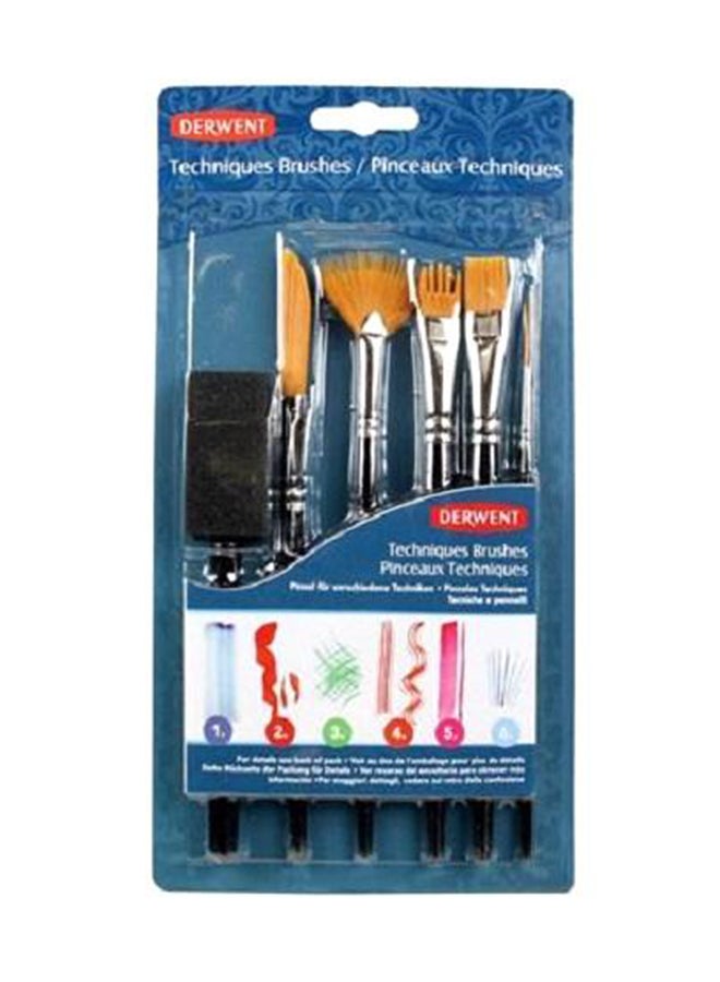 Derwent - Pack Of 6 Short Handle Artist Brush Set Black - Image 1