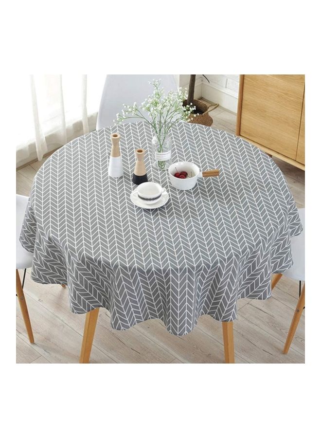 Round Stripe Table Cover Cotton GreylWhite 150cm - v1625738218/N48972992A_1