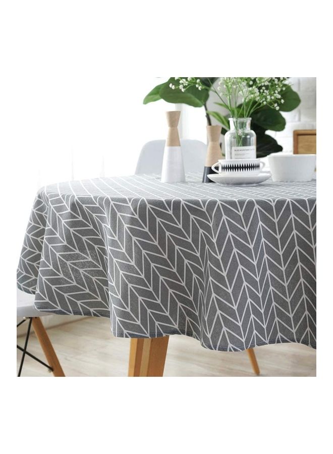 Alfa.life - Round Stripe Table Cover Cotton GreylWhite 150cm - Image 1