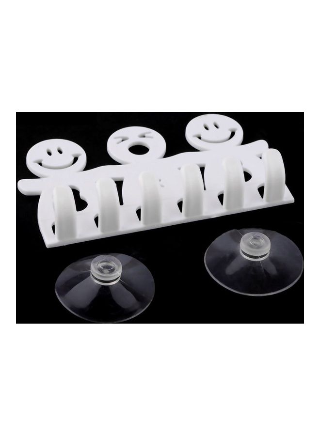 Cute Smiling Face Plastic Toothbrush Holder White 13 x 0.4 x 3cm