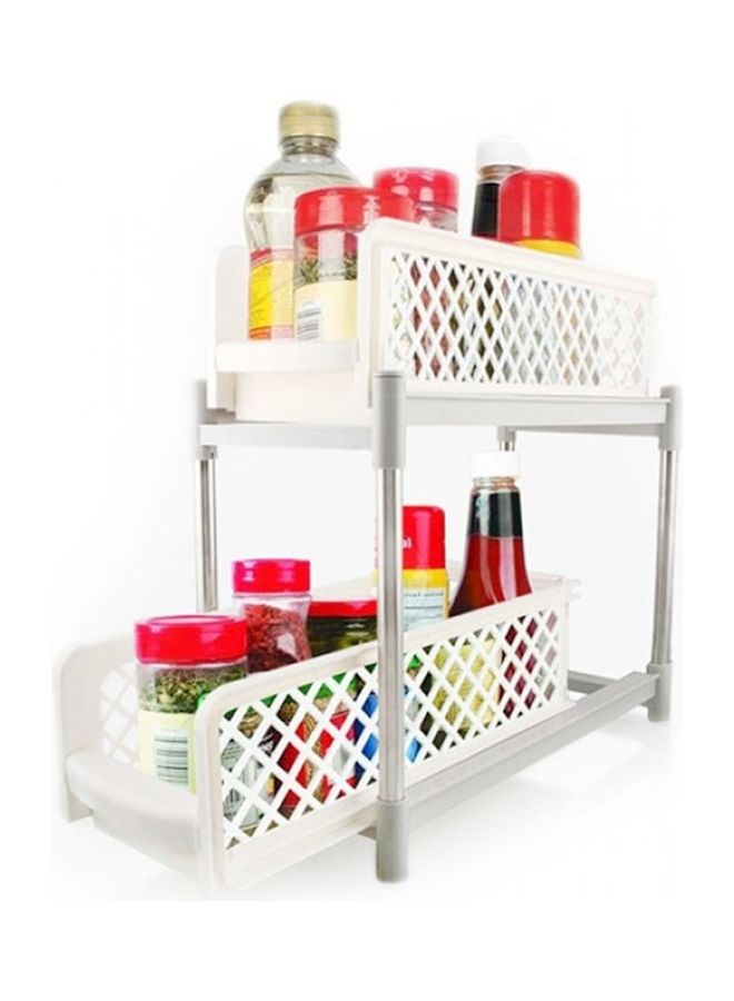 رف تخزين من طبقتين للحمام أبيض 33.9 x 15 x 19.4سم - Image 2