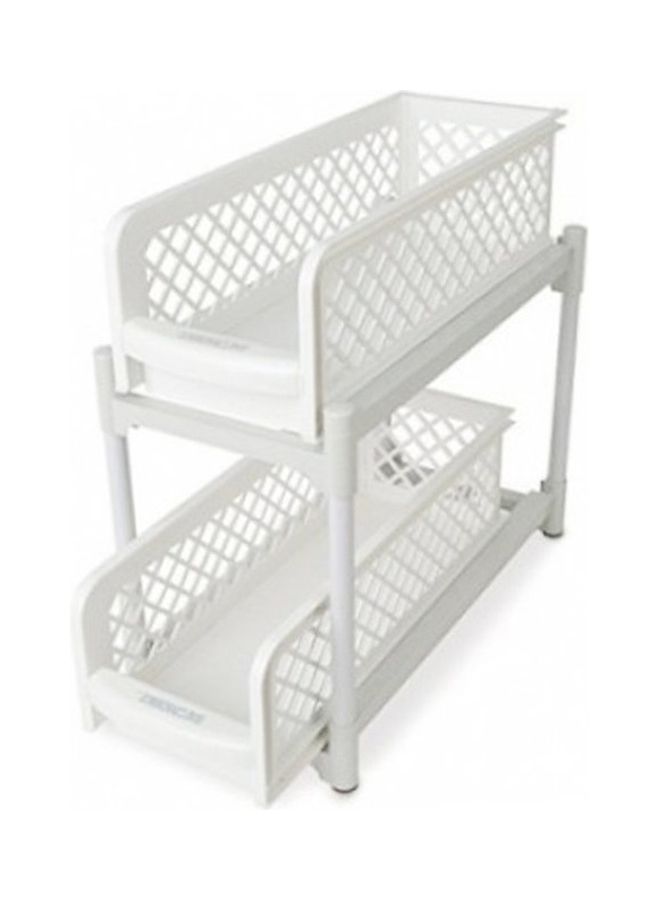 رف تخزين من طبقتين للحمام أبيض 33.9 x 15 x 19.4سم - Image 3