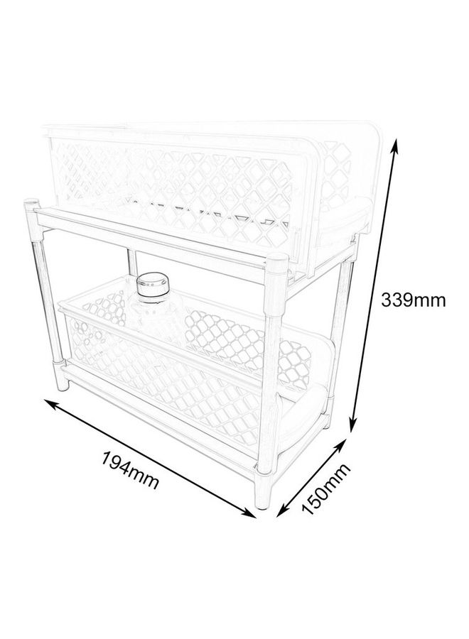 رف تخزين من طبقتين للحمام أبيض 33.9 x 15 x 19.4سم - Image 4