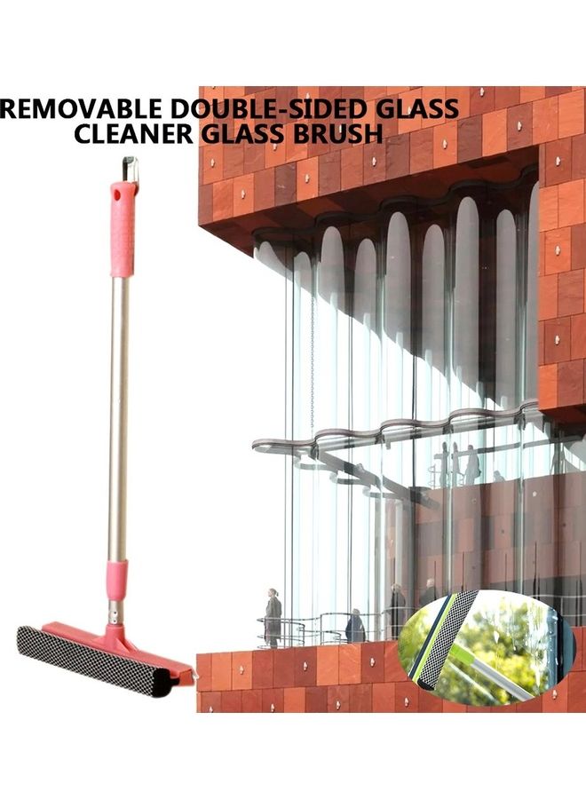 فرشاة لتنظيف الزجاج مزدوجة الجوانب وقابلة للفك وردي-فضي - Image 3
