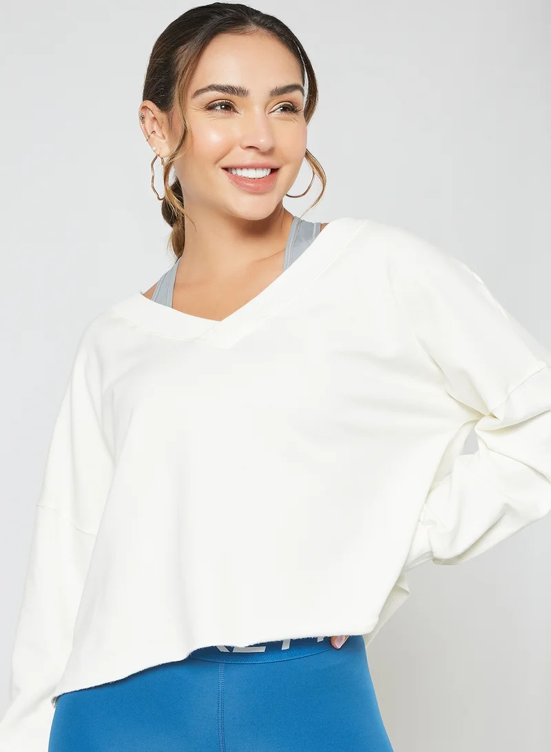 Nike Fleece V-Neck Sweatshirt White