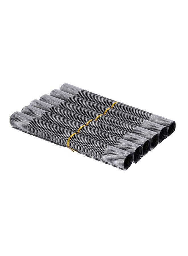 6-Piece Non-Slip Heat Resistant Place Mat Silver/Black 45x30cm