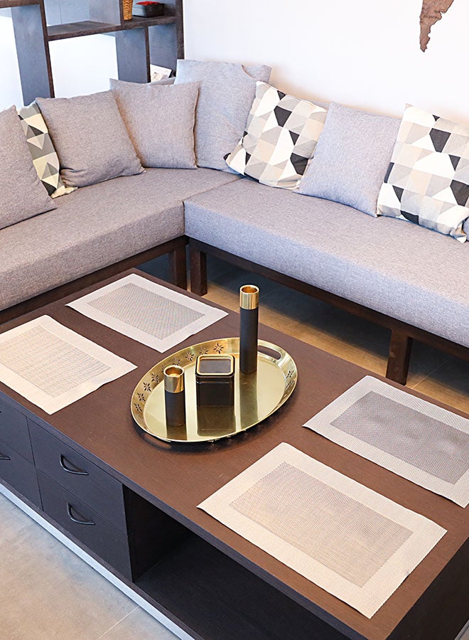 6-Piece Non-Slip Heat Resistant Place Mat Silver/Black 45x30cm