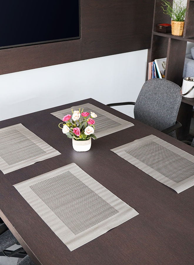 6-Piece Non-Slip Heat Resistant Place Mat Silver/Black 45x30cm