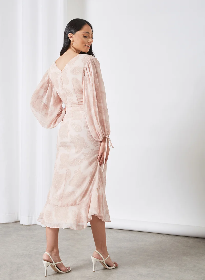 Keepsake Balloon Sleeve Printed Dress Multicolour