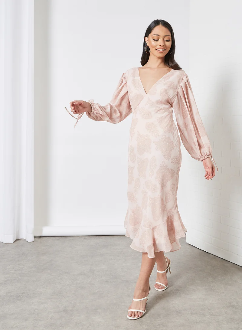 Keepsake Balloon Sleeve Printed Dress Multicolour