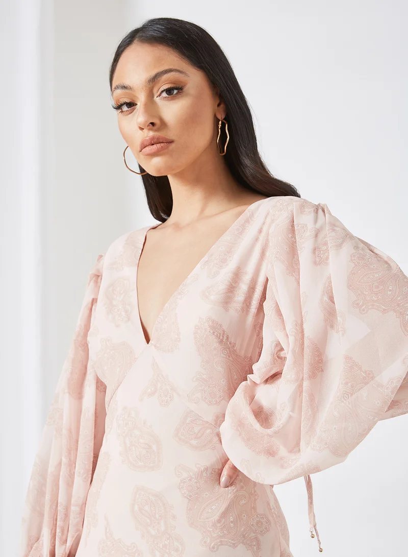 Keepsake Balloon Sleeve Printed Dress Multicolour