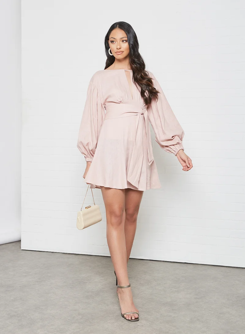 The Fifth Tie Waist Dress Light Pink