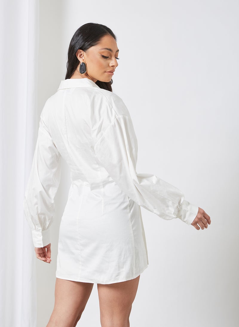 The Fifth - Long Sleeve Shirt Dress White - Image 1