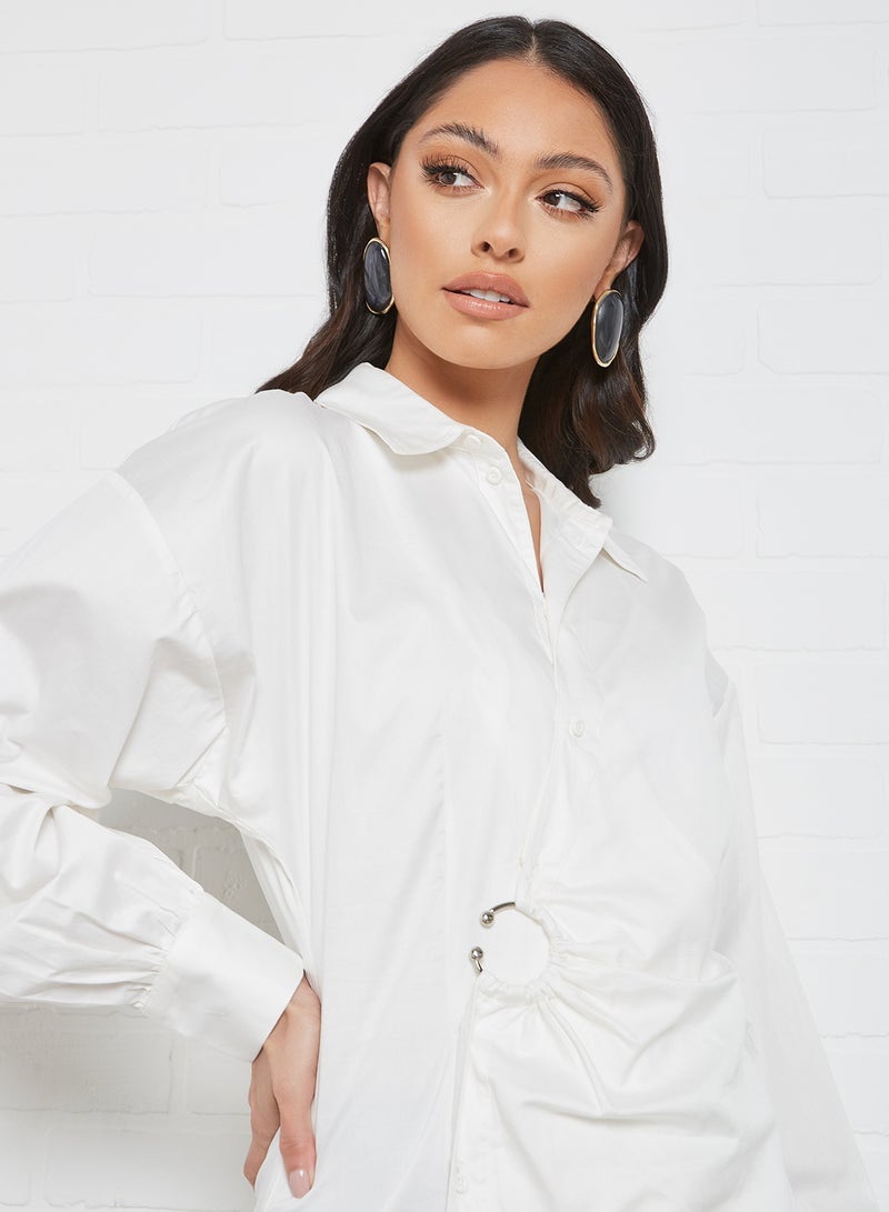 The Fifth - Long Sleeve Shirt Dress White - Image 1