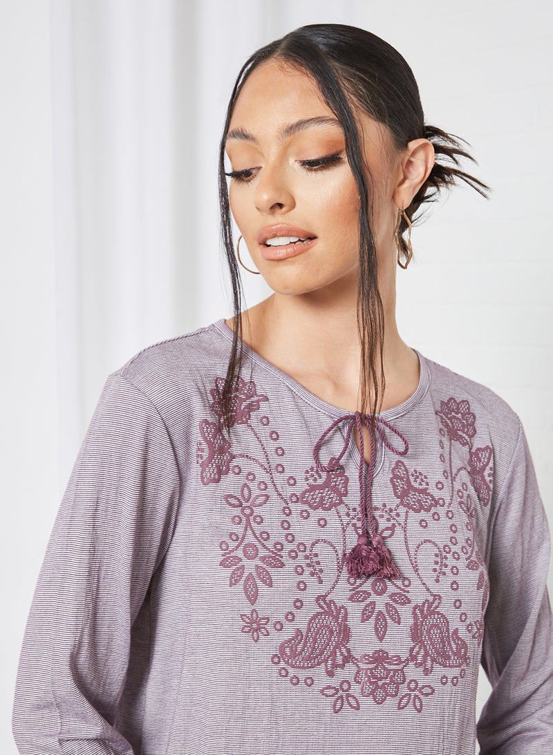Mode By Red Tape Casual Keyhole Neck Top Purple  - Image 3