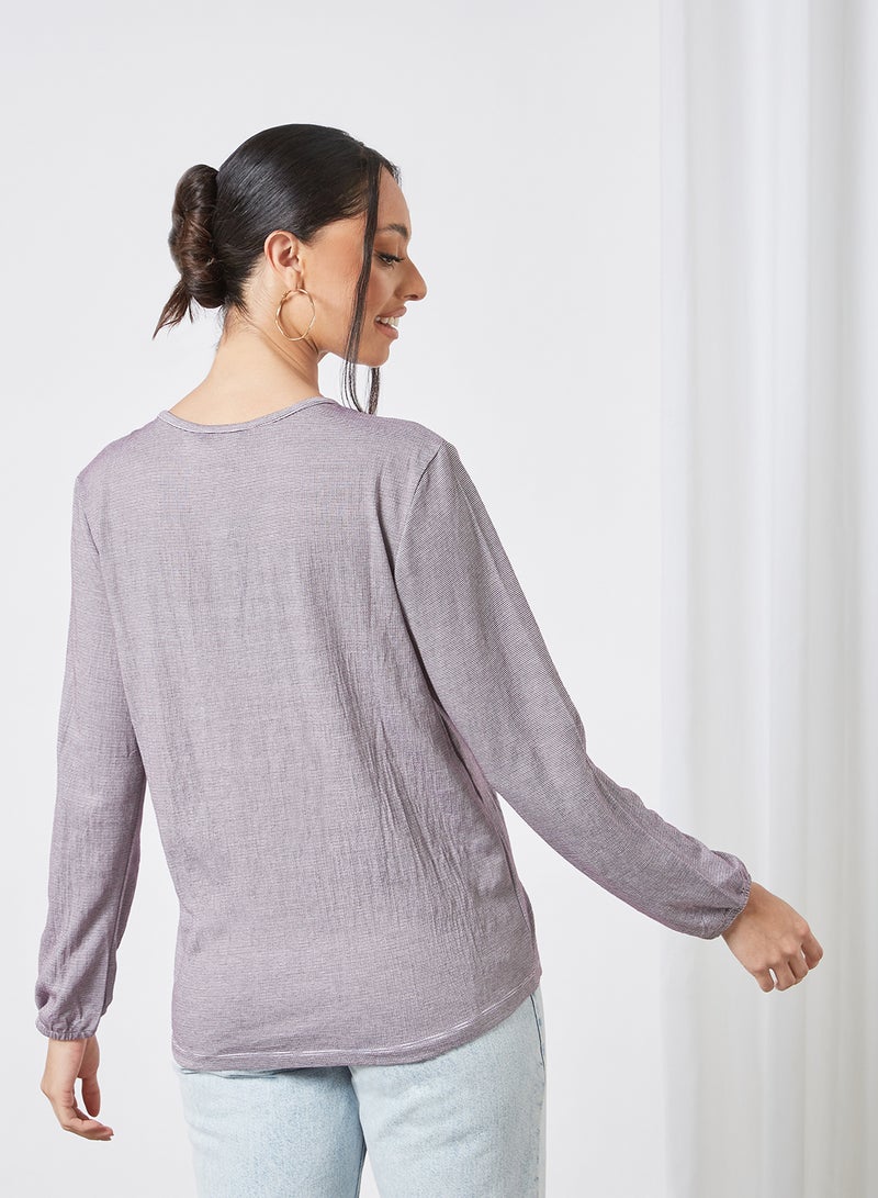 Mode By Red Tape Casual Keyhole Neck Top Purple  - Image 2