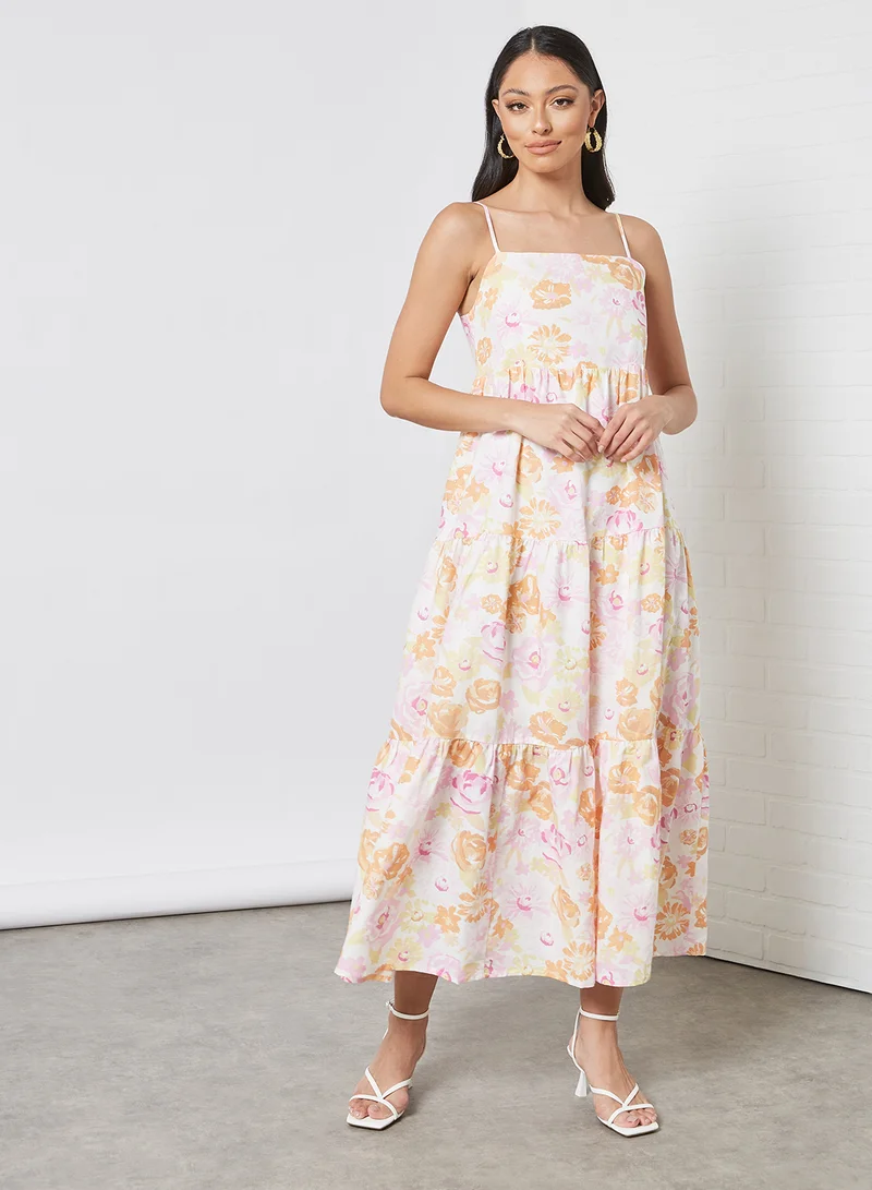 Charlie Holiday. Floral Print Tiered Dress Multicolour