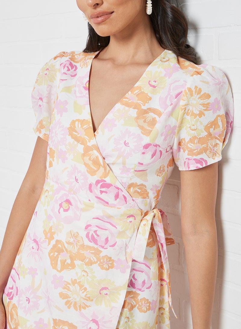 Charlie Holiday. Floral Print Wrap Dress Multicolour  - Image 4