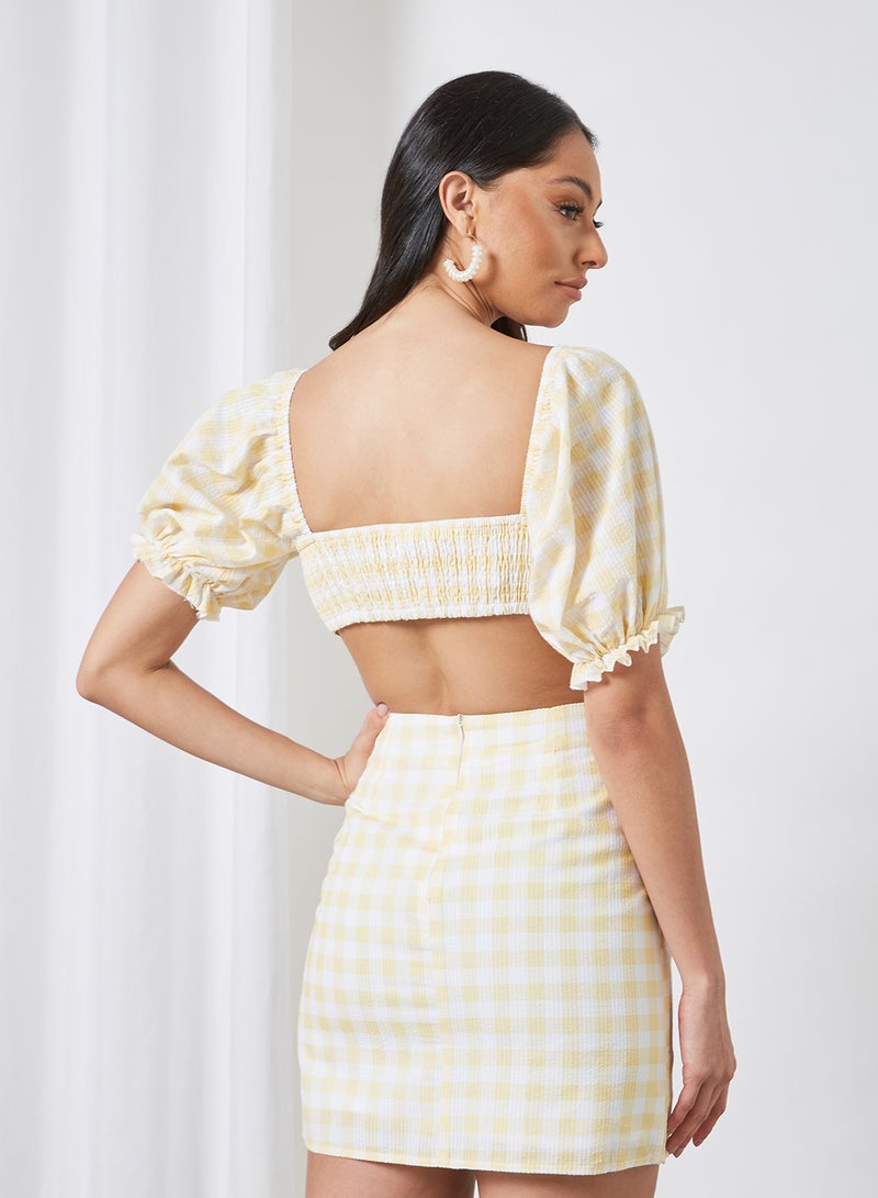 Gingham Knotted Crop Top Yellow - v1625742798/N48029107V_2