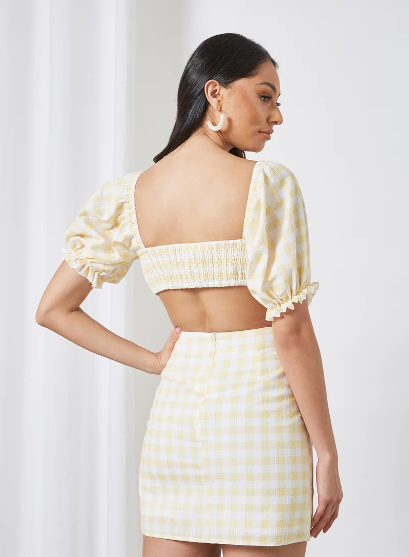 Charlie Holiday. Gingham Knotted Crop Top