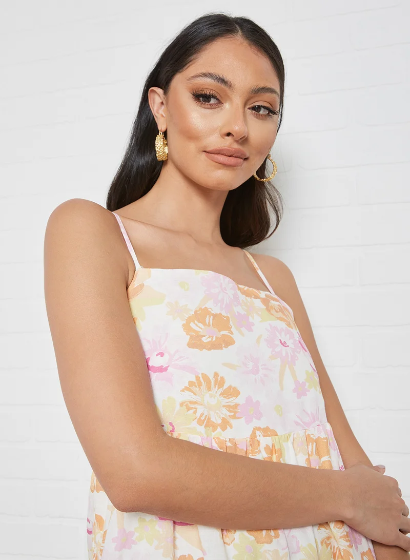 Charlie Holiday. Floral Print Tiered Dress Multicolour