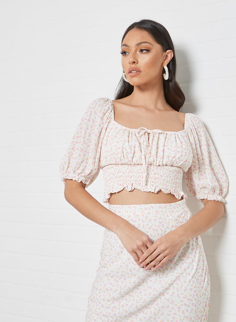 Charlie Holiday. - Puff Sleeve Crop Top Multicolour - Image 1