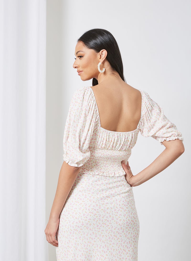 Charlie Holiday. - Puff Sleeve Crop Top Multicolour - Image 1