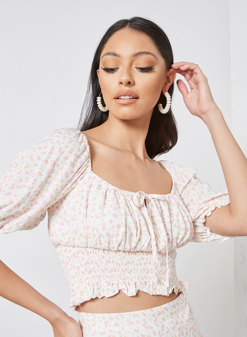 Charlie Holiday. - Puff Sleeve Crop Top Multicolour - Image 1