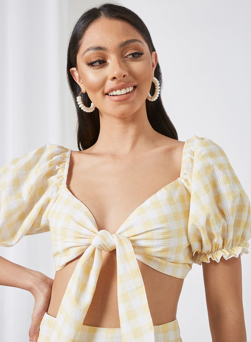 Gingham Knotted Crop Top Yellow - v1625742800/N48029107V_4