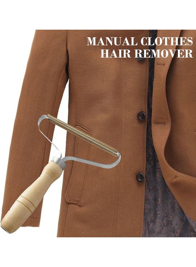 Wooden Fabric Clothes Lint Remover Beige/Silver - Image 1