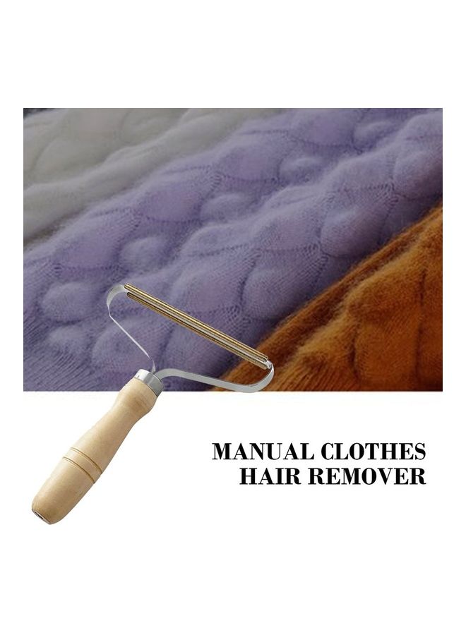 Wooden Fabric Clothes Lint Remover Beige/Silver - Image 2