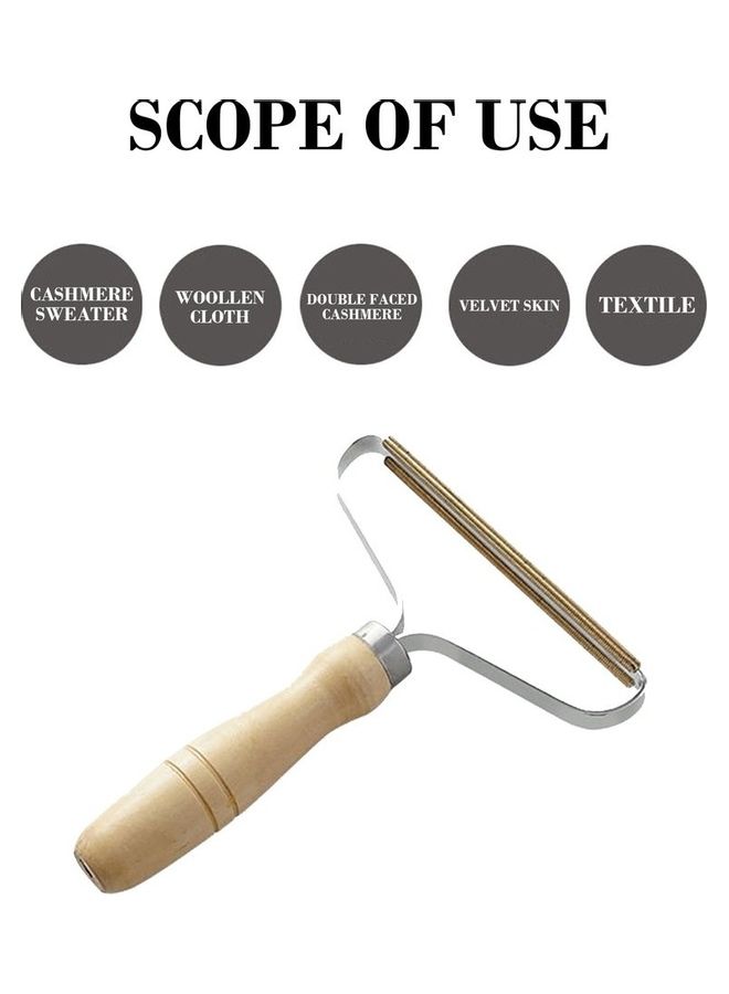 Wooden Fabric Clothes Lint Remover Beige/Silver - Image 3
