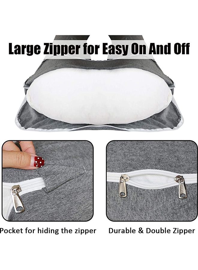 Blueberry U Shaped Pillow Cover For Pregnancy Velvet Grey 130X70cm - Image 3