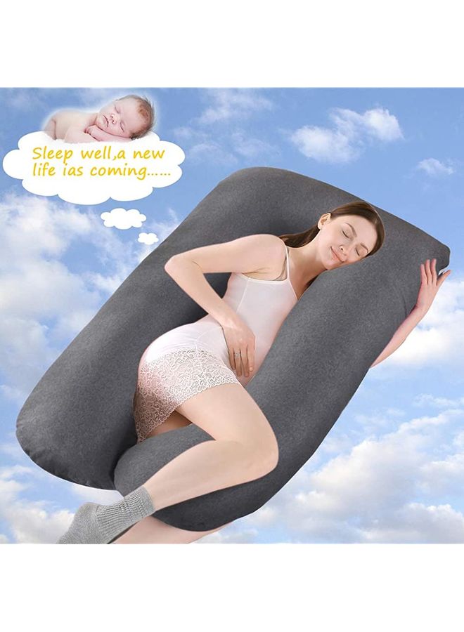 Blueberry U Shaped Pillow Cover For Pregnancy Velvet Grey 130X70cm - Image 5