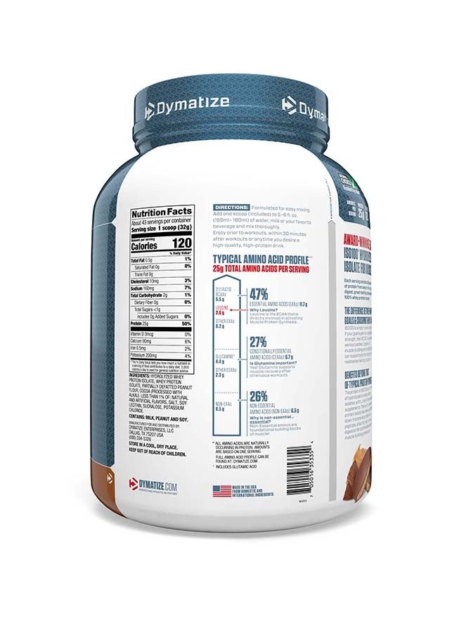 Dymatize - ISO 100 Chocolate Peanut Butter 3 lbs - Image 1