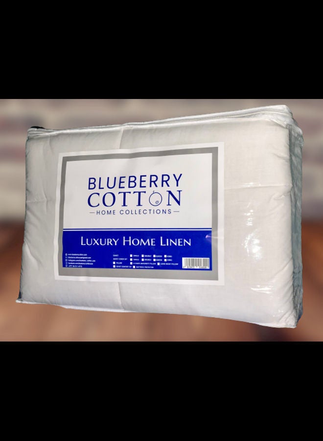 Blueberry - 3-Piece Plain Duvet Cover Set Cotton White 200X220cm - Image 1