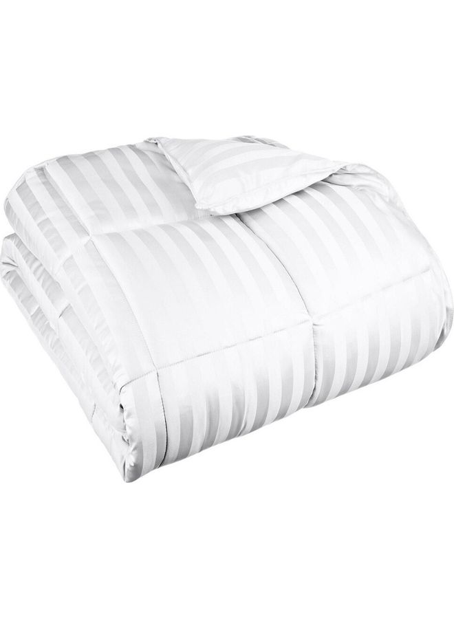 Blueberry 3-Piece King Size Down Alternative Duvet Insert Stripe with Pillow Cotton White - Image 2