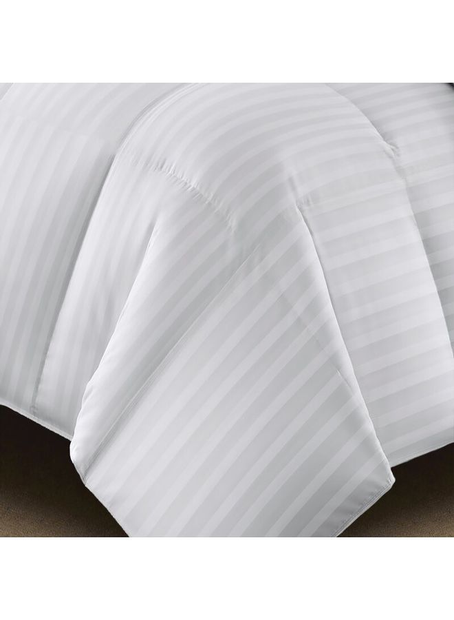 Blueberry 3-Piece King Size Down Alternative Duvet Insert Stripe with Pillow Cotton White - Image 3