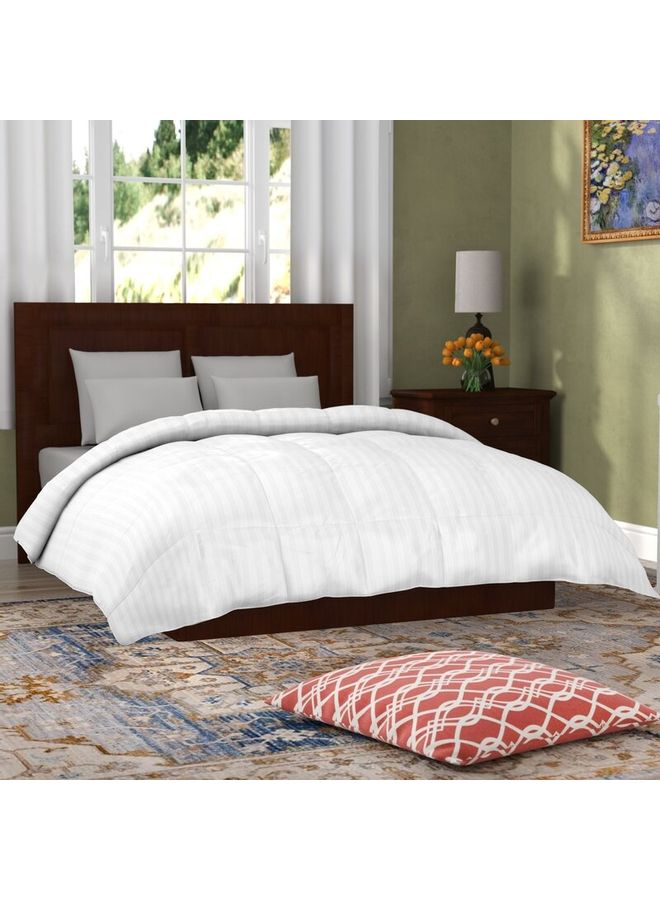 Blueberry 3-Piece King Size Down Alternative Duvet Insert Stripe with Pillow Cotton White - Image 4