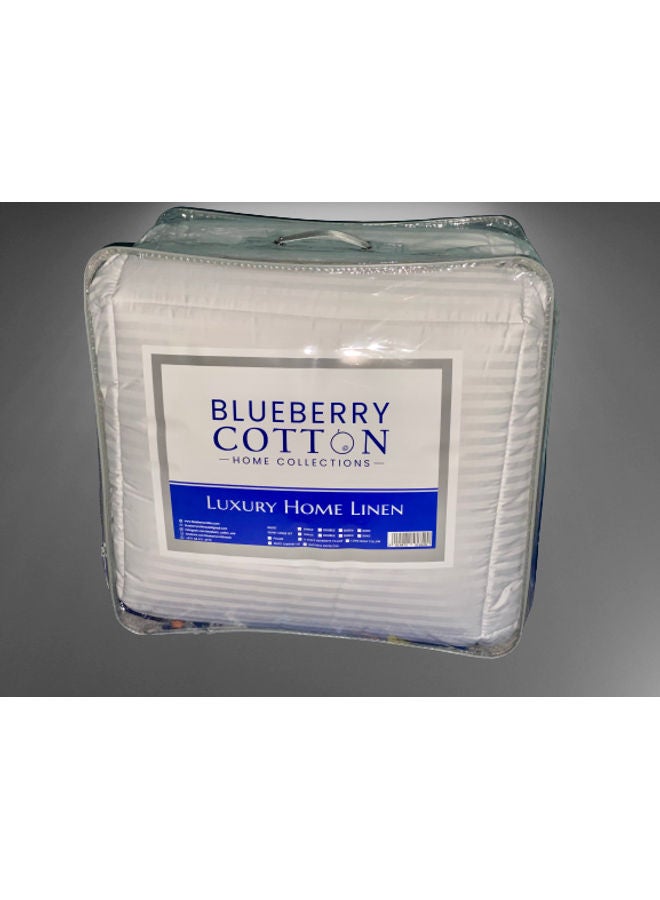 Blueberry 3-Piece King Size Down Alternative Duvet Insert Stripe with Pillow Cotton White - Image 5