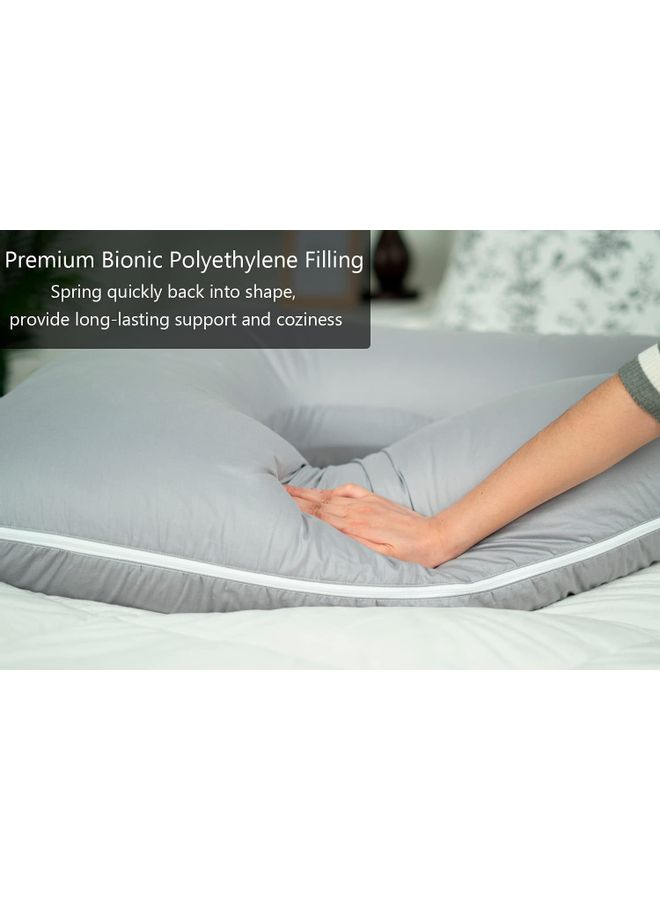 Blueberry - Luxury Body Pregnancy Pillow Back Pain Support With Soft Cover - Jumbo Size Velvet Grey 130 x 70cm - Image 1