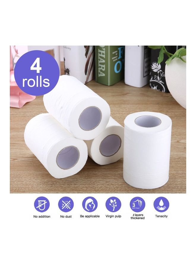 4 Rolls Wood Pulp Toilet Paper White