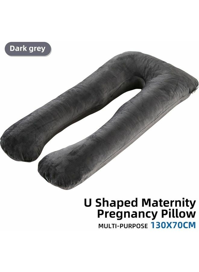 Blueberry Maternity Pillow with Removable and Washable Soft Cover Velvet Dark Grey 130 x 70cm - Image 1