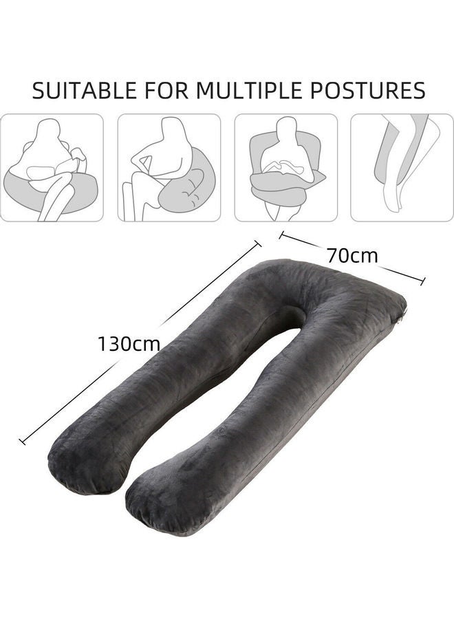 Blueberry Maternity Pillow with Removable and Washable Soft Cover Velvet Dark Grey 130 x 70cm - Image 3