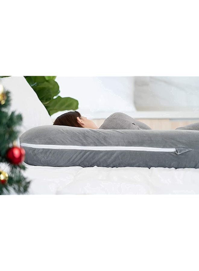Blueberry Luxury Body Pillow U Shaped with Soft Cover Velvet Grey 130 x 70cm  - Image 5