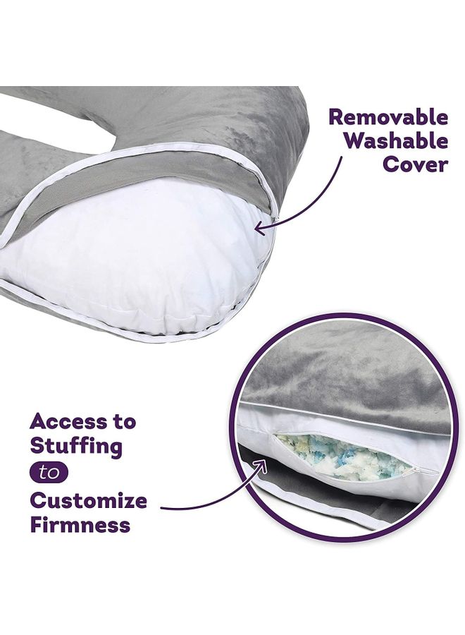 بلوبيري غطاء ناعم لوسادة الحمل على شكل حرف U مخمل رمادي 130 x 70سم - Image 5