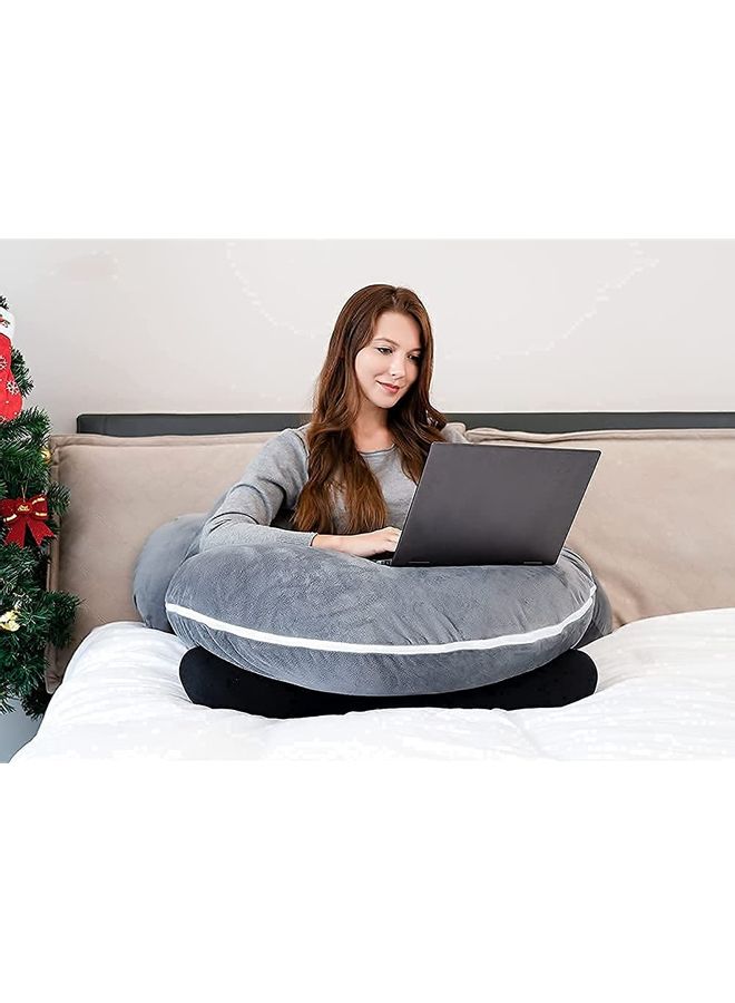Luxury Body Pillow U Shaped with Soft Cover Velvet Grey 130 x 70cm