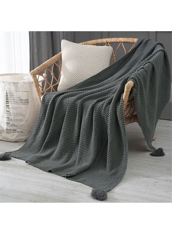 EzzySo - Tassel Design Warm Blanket Polyester Grey 130x170cm - Image 1