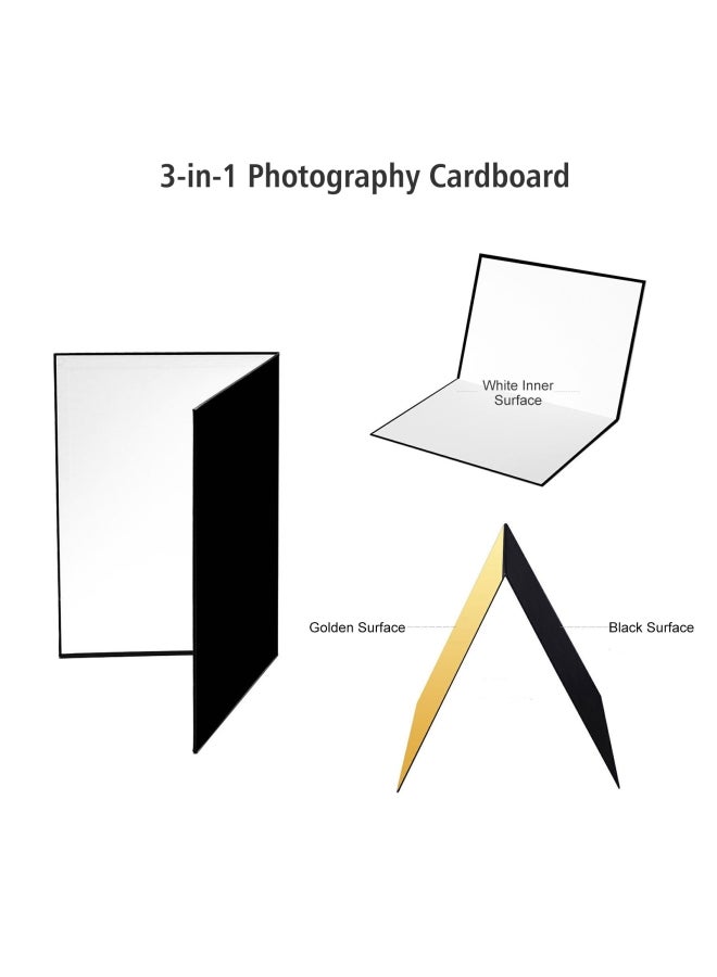 Generic 3-Piece Photography Paperboard Reflector Diffuser Set Gold/Black/White  - Image 4