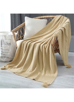 EzzySo Tassel Design Warm Blanket Polyester Beige 130x170cm  - Image 2